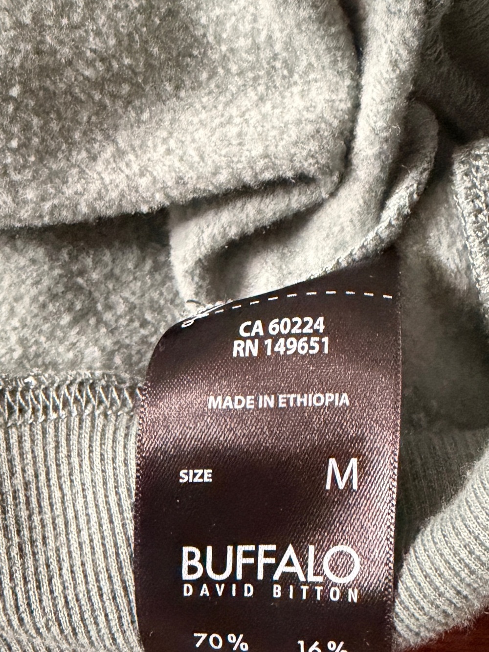 Buffalo David Bitton Sage Green Pullover Hoodie Size Medium Soft Fleece Lined - Picture 3 of 4